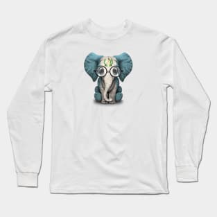 Baby Elephant with Glasses and Guatemalan Flag Long Sleeve T-Shirt